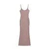 2026 Vestido de Verano Ajustado Bodycon Sexy para Chica Popular con Abertura Alta y Tirantes Finos