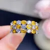 Anillo de Zafiro Amarillo Natural, Gema Grado 5A, Tamaño 3*4mm, Finamente Elaborado en Plata 925