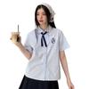 Camisa de uniforme escolar tailandés de manga corta para mujer 2024 verano nueva estilo académico jk camisa que reduce la edad top básico bordado