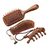 Caixa de Presente com Pente de Massagem Almofadado de Sândalo Dourado para Clientes, Caixa de Presente com Pente para Cabelo, Presente para o Dia da Mulher
