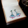 Pendientes Colgantes de Plata con Zirconia en Forma de Abanico y Hoja de Ginkgo Pendientes de Diseño de Nicho a la Moda Joyería de Lujo Accesible Pendientes de Gama Alta para Mujer