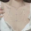 Estilo Pura Atracción, Collar de Chica Caliente Incrustado de Diamantes, Cadena Corporal Dulce y Fresca, Cadena para el Pecho de Bikini Sexy, Accesorio de Nicho de Alta Gama