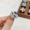 Anillo de Loto Rosa Personalidad Femenina Estilo Étnico Flor de Epoxi Anillo para Dedo Índice Moda Versátil Creativo Anillo Hueco