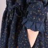 Vestido Retro de Invierno 2026, Holgado, Estampado Floral con Forro de Felpa, Casual con Cinturón de Corbata, Cuello Solapa, Largo