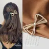 2024 Grampo de Cabelo de Liga com Strass Franja Lateral Presilha de Mola Estilo Coreano Clipe Superior Feminino Acessório de Cabelo Laço Fresco e Doce
