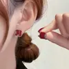 Pendientes de Clip de Lujo Ligero Estilo Hong Kong sin Agujeros para Orejas Pendientes Geométricos de Perla y Camelia para Mujer Sentido Avanzado Simples Elegantes Pendientes Versátiles