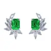 Nuevos Pendientes Exquisitos Pequeños y de Lujo Estilo Coreano con Círculos Cuadrados de Diamante Esmeralda en Forma de Espiga de Trigo, Pendientes de Diseño Creativo