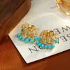 Pendientes de Tachuela de Fuegos Artificiales Turquesa con Pedrería Estilo Bohemio Pendientes Retro Trabajo Pesado Sensación de Alta Gama Accesorios para Pendientes para Mujeres