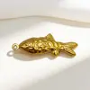 Nuevo colgante hueco de acero inoxidable con baño de oro real, con un solo orificio, en forma de concha, estrella de mar, pez o corazón. Accesorios para joyería DIY.