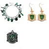Venta Caliente Transfronteriza Harry Potter Casa Slytherin Serpiente Conjunto de Pulsera Pendientes Broche Collar En Stock Mayoreo