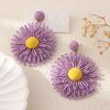 Pendientes de girasol transfronterizos de alto nivel, pendientes de hierba de rafia tejidos a mano, moda, viaje, subasta, estilo vacacional, joyería al por mayor