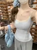 Top de tirantes acolchado Miu Style Elegante con Cuello en U para Mujer Primavera/Verano 2026, Oculta los Rollitos Laterales, Corte Ajustado, Camisola de Puro Deseo