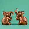 Par de Ornamentos de Elefante de Cobre Auspiciosos, Artesanato de Cobre para Casa ou Escritório, Decorações Fofas de Elefante, Presente de Inauguração de Loja