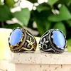 Joyería europea y americana, nuevo anillo de lujo con piedra preciosa transfronteriza para hombre, anillo retro y dominante personalizado para asistir a banquetes