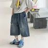 Cotton Shop Pantalones Cortos para Niños Pantalones Casuales de Verano para Niños 2026 Nuevo Estilo Coreano Moda Infantil Tendencia de Jeans Rotos