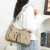 Bolsas de Mujer para Comercio Exterior Retro Europeo y Americano Gran Capacidad Bolso de Hombro para Dama Moda Versátil Estilo Motociclista Bolso de Axila Bolsas Transfronterizas