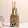 Bolso de Hombro Casual Tejido de Algodón con Sonrisa Estilo Nuevo Estilo Fresco Portátil para Viajes Diarios Bolso Tejido de Paja Bolso de Playa para Vacaciones en la Costa