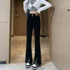 Jeans de Talla Grande con Abertura y Micro Cuerno para Mujer 2024 Nuevos de Otoño e Invierno Elásticos de Cintura Alta Sueltos Adelgazantes Pantalones de Herradura