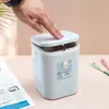 Mini papelera de escritorio linda con tapa, tipo pulsador, estilo nórdico simple, adecuada para uso en oficina y hogar, almacenamiento de papelera para estudiantes