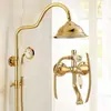 Conjunto Europeu Francês para Chuveiro Banheiro Doméstico Cabeça de Chuveiro Conjunto Completo Banheiro Dourado Retro Chuveiro Booster