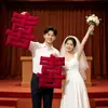 Decoraciones grandes y tridimensionales de "Doble Felicidad" para celebraciones de bodas, adecuadas para decorar la habitación de los recién casados, la sala de estar o el área del sofá para crear una atmósfera festiva.