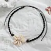 Estilo de férias boêmio flor de concha trançada corda de contas de madeira ajustável colar feminino joias atacado