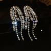Pendientes de plata con borlas de perlas y mariposas con diamantes, elegantes y antiguos, ligeros, de lujo y estilo retro, al por mayor.
