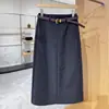 Falda Midi Recta Caqui para Mujer Otoño 2026 Nueva Cintura Alta Adelgazante Versátil Casual Midi