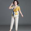 Conjunto de Ropa de Verano para Mamá, Elegante Camisa de Manga Corta, Estilo Delgado, Nuevo Modelo 2022, Blusa de Primavera y Verano para Mujeres de Mediana Edad y Mayores
