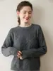 Elegante Suéter de Punto de Cachemir con Cuello Redondo y Trenzas para Mujer, Nuevo Cachemir Grueso Holgado para Otoño e Invierno