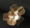 Presilha de cabelo com formato de pétala de flor para mulheres, pente de cabelo, acessórios de cabelo de crochê vintage barroco para casamento