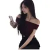 Comércio Exterior Roupas Femininas de Dongdaemun, Coreia, Verão 2026 Novo Estilo Sexy Ombro a Ombro Decote Um Ombro Slim Fit Cropped