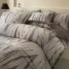 Juego de ropa de cama de cuatro piezas de alta calidad, amigable con la piel, todo algodón cepillado, funda de edredón estilo nórdico simple, ropa de cama de algodón puro, juego engrosado