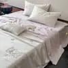 Edredom Fresco de Seda Estilo Francês para Dormir Nu, Lavável à Máquina, Edredom Fino de Lyocell Tencel 60 Fios