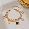 Pulseira de Aço Titânio Trevo de Quatro Folhas 2023 Nova Feminina Leve Luxo Moda Dupla Camada Versátil Pulseira de Grama da Sorte