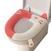 Cojín para asiento de inodoro de gato Lanlan para el hogar, engrosado, universal, funda para inodoro, cubierta de inodoro con cremallera impermeable, felpa, invierno