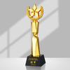 Trofeo de cristal, trofeo de resina dorada, trofeo de producción de grabado de estrella de cinco puntas hecho a medida.