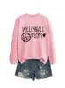Mamá de Voleibol Amazon Ebay Estación Independiente Moda Versátil Deportes Sudadera para Mujer Otoño e Invierno Camiseta Interior