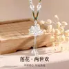 Auténtico Collar de Plata Pura 999, Buena Suerte y Felicidad para Mujeres, Colgante de Borla de Loto, Cadena para Clavícula, Regalo de San Valentín