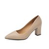 Zapatos Planos de Mujer con Tacón Grueso Otoño 2022 Nuevos Zapatos de Trabajo de Punta Fina Boca Baja Slip-On Estilo Coreano Tacones Altos Ropa de Trabajo Sencilla