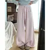 Calça Wide Leg Azul Macia e Grudenta Feminina Outono 2026 Nova Cintura Alta Solta Emagrecedora Fluida Estilo Preguiçoso Casual