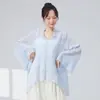 Ropa de Práctica de Danza Clásica para Mujer, Estilo Nuevo con Mangas de Campana, Cuello Alto, Adornos Florales, Cubre-traje de Corte Holgado, Traje de Danza Etéreo de Estilo Antiguo Mejorado