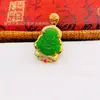 Suministro en Vivo Estilo Étnico Retro Colgante de Collar Budista Maitreya Incrustado Colgante Budista de Piedra Preciosa Joyería al por Mayor