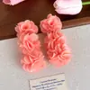 Pendientes Boho de Gasa Multicolor con Borlas de Flor, Estilo Súper Hada y Suave, Pendientes de Estilo Festivo con Diseño Exagerado