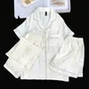 Conjunto de Pijama Acolchoado de Seda de Gelo Três Peças Primavera e Verão Design Tendência Estilo Nacional Feminino Roupas de Casa de Luxo Leve Frete Grátis
