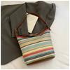 Bolso Tejido de Paja Estilo Nuevo 2025 para Mujer, Bolso Tote de Verano, Gran Capacidad, Elegante Bolso Bandolera de un Solo Hombro, Bolso Tipo Cubo de Moda