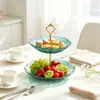 Plato de Frutas de Vidrio con Forma Especial Escandinavo Plato de Frutas de Dos Capas Tres Capas Soporte de Postre Creativo de Alta Gama Plato para Dulces Frutos Secos