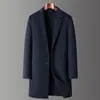 Abrigo de lana de longitud media para hombre con cuello de solapa, de un solo botón, estilo business casual, prenda de abrigo para otoño e invierno, directamente de fábrica