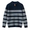Suéter de Cashmere Listrado Vermelho Ano Novo 2026 Infantil Meninos Gola Alta Meia Pulôver Meninas Espessado Crianças de Meia-Idade e Mais Velhas