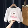 2039# Camiseta de Manga Larga para Niños y Niñas Primavera y Otoño Nueva Ropa Infantil Estilo Occidental Camisa Base Delgada Top Casual